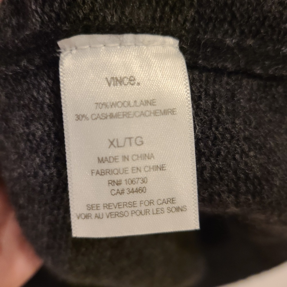 Vince Black and Grey‎ Stripe Wool Cashmere Blend Quarter Zip Up Sweater Mens XL - Picture 6 of 8